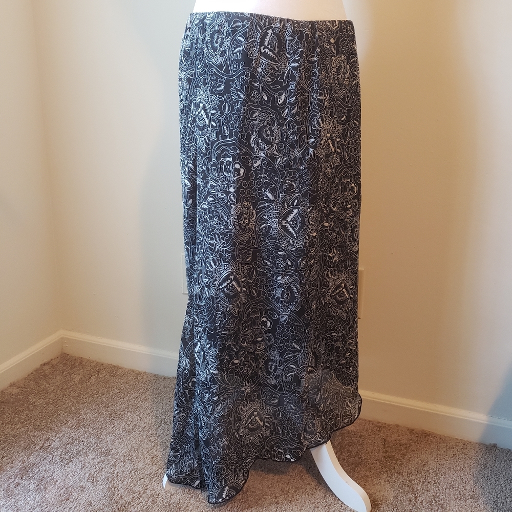 Kathie Lee asymmetrical ankle length floral skirt
